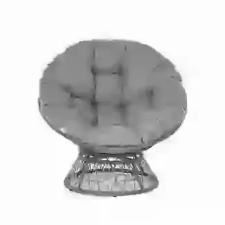 Grey Rattan Papasan Swivel Chair